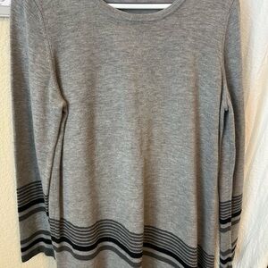 Gray Sweater with Black Stripes